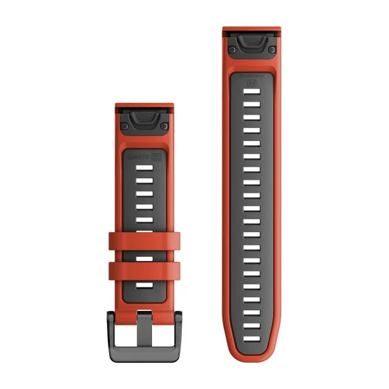 Quickfit 22 Watch Bands Flame Red Graphite Silicone Band