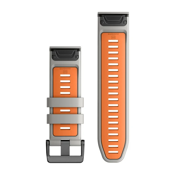 Quickfit 26 Watch Bands Fog Gray/Ember Orange Silicone Band