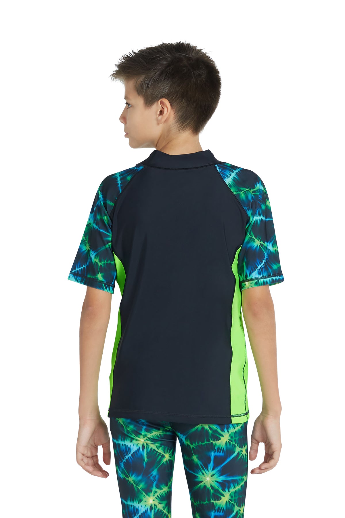 Boys Short Sleeve Tie Dye AOP Rashguard