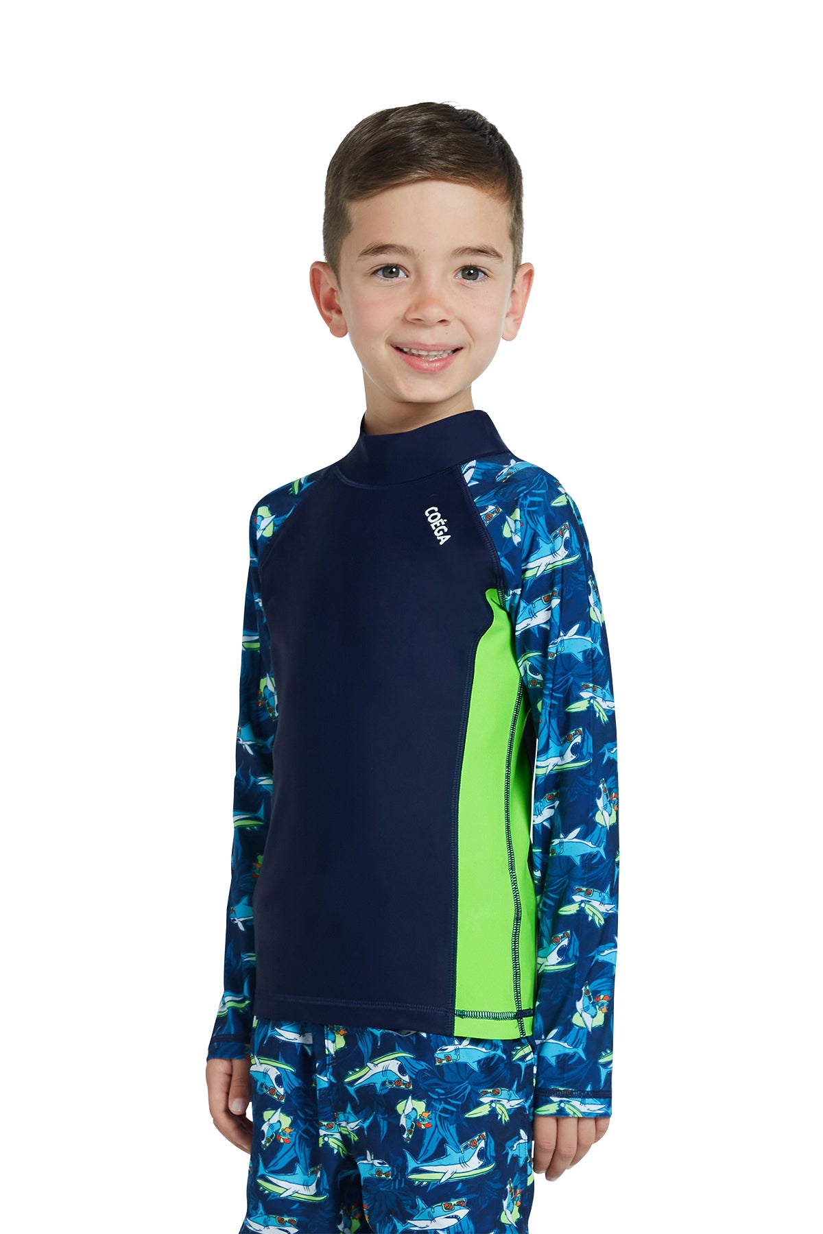 Boys Long Sleeve Sharks AOP Rashguard
