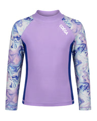 Girls Marble Long Sleeve Rashguard