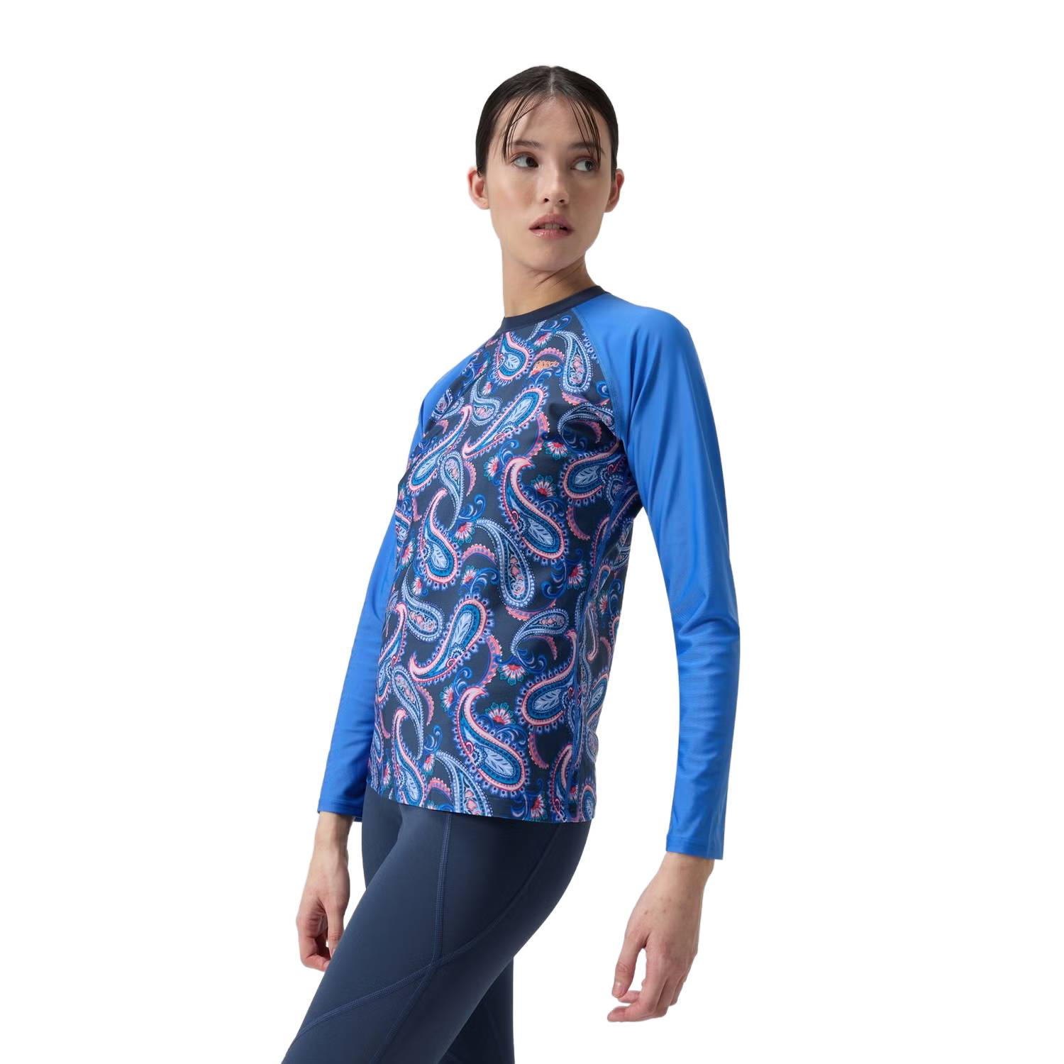 Womens Printed Long Sleeve Swim Tee