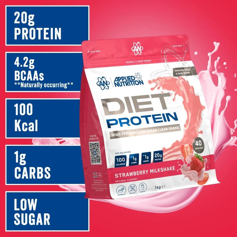 Diet Whey Protein Powder Strawbery Milk 1 Kilogram