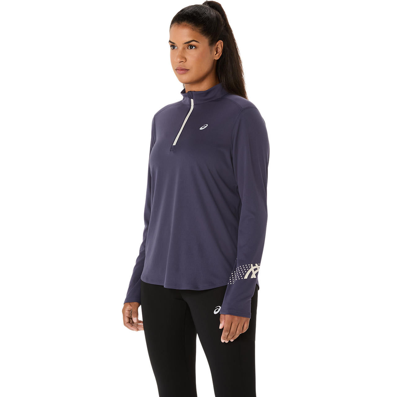 Womens Running Icon Half Zip Long Sleeve T-Shirt