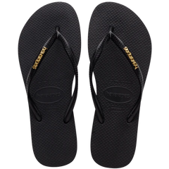 Womens Slim Logo Metallic Flip Flop