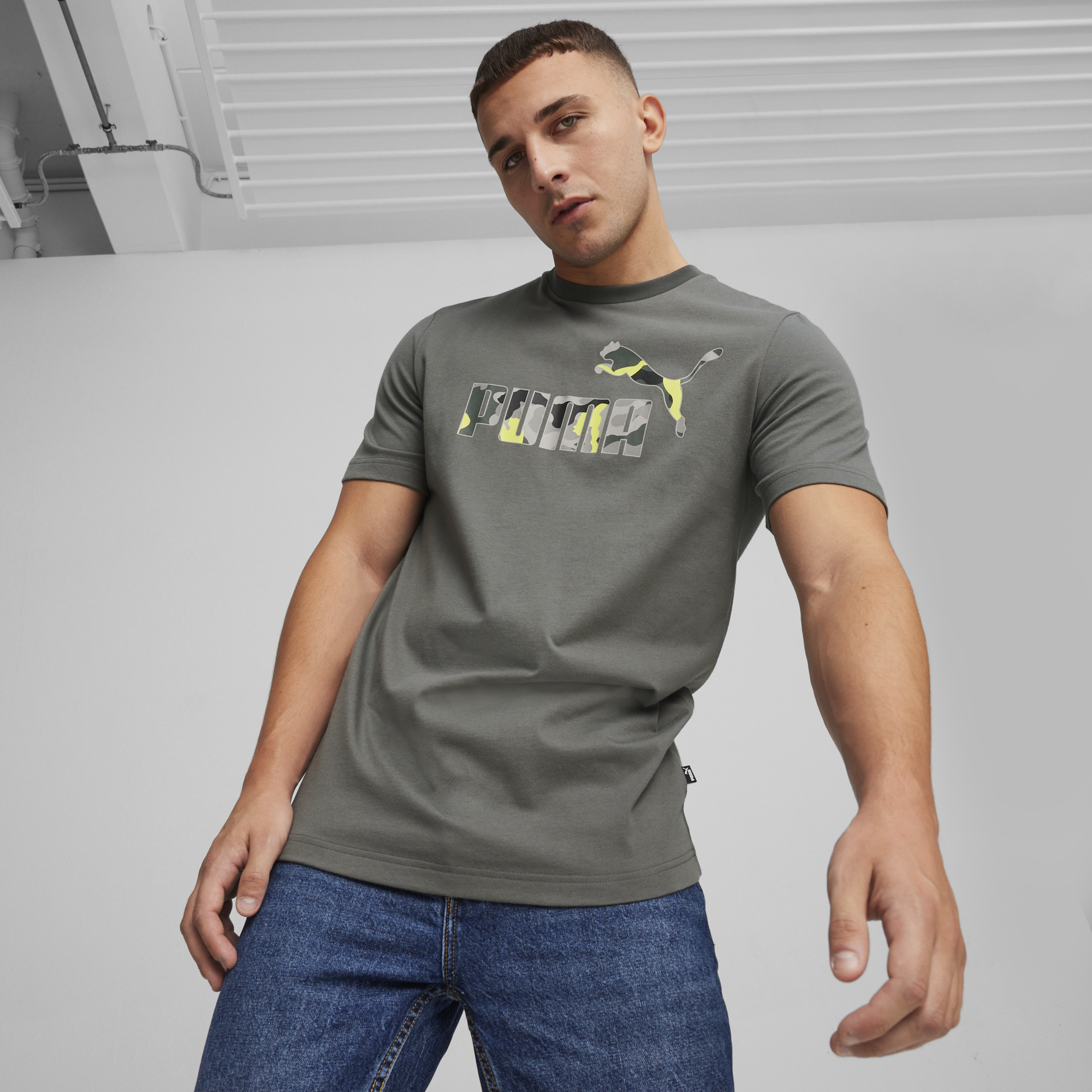 Mens Essential Logo Camo Graphic Short Sleeve T-Shirt