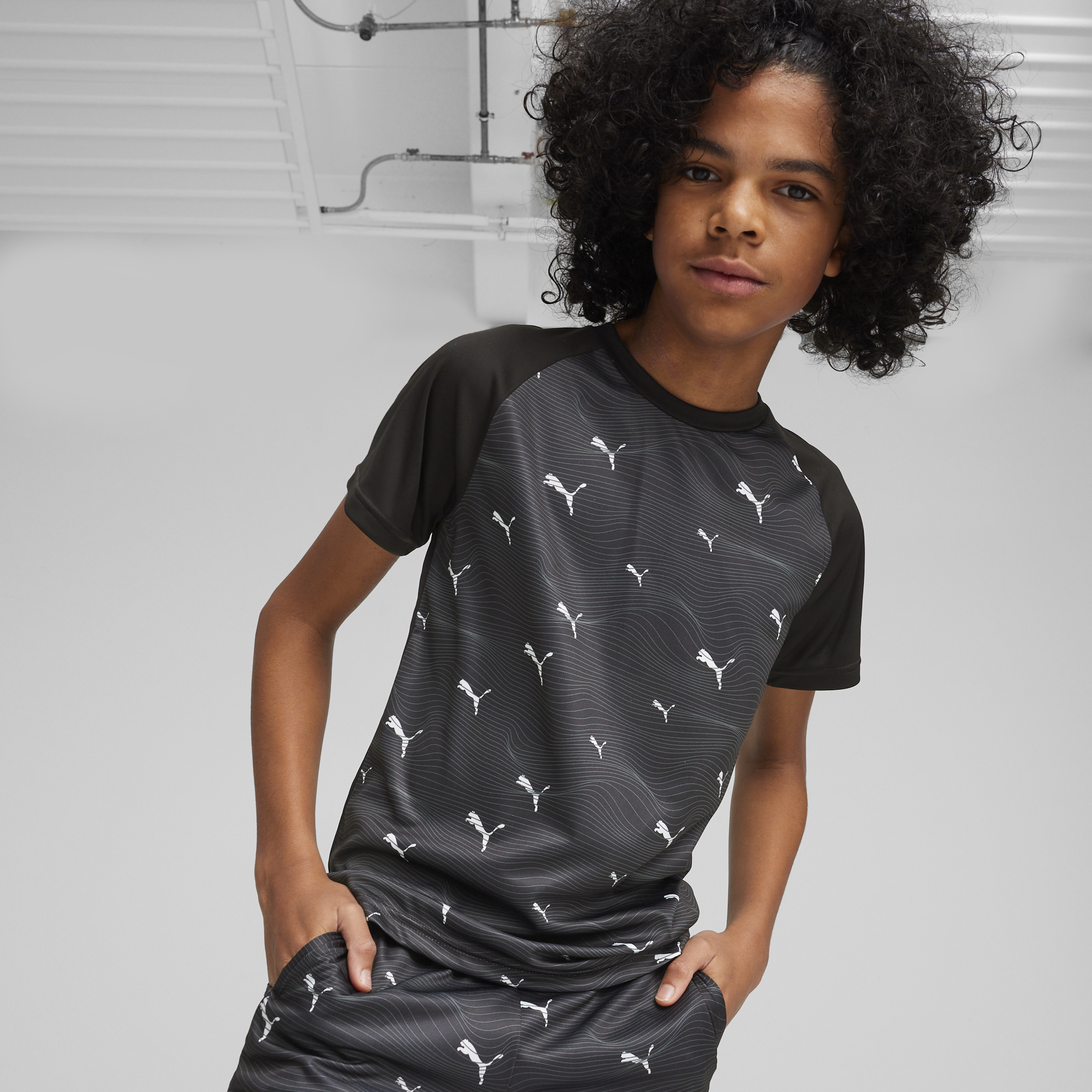 Boys Performance All Over Print Short Sleeve T-Shirt