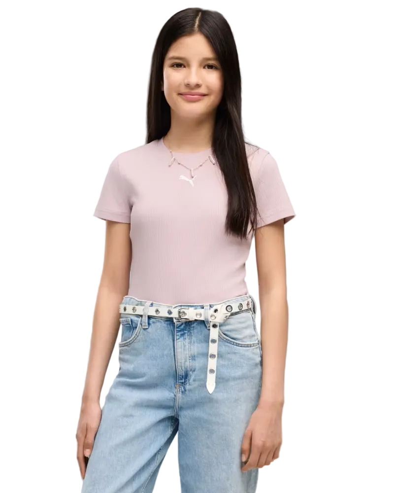 Junior Girls Lifestyle Rib Slim Short Sleeve Tshirt