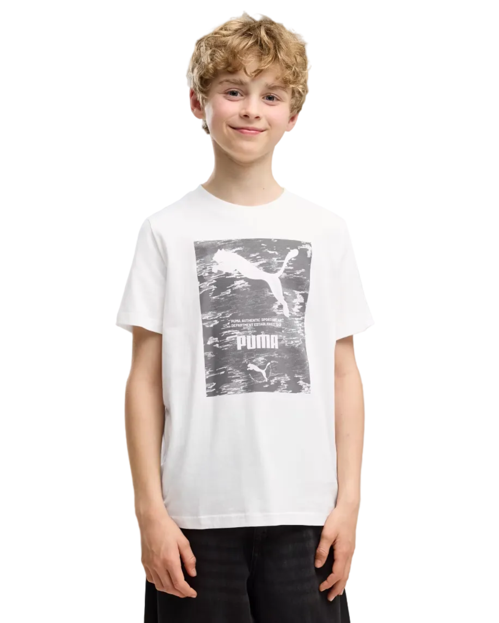 Junior Boys Lifestyle Camo Graphic Short Sleeve Tshirt
