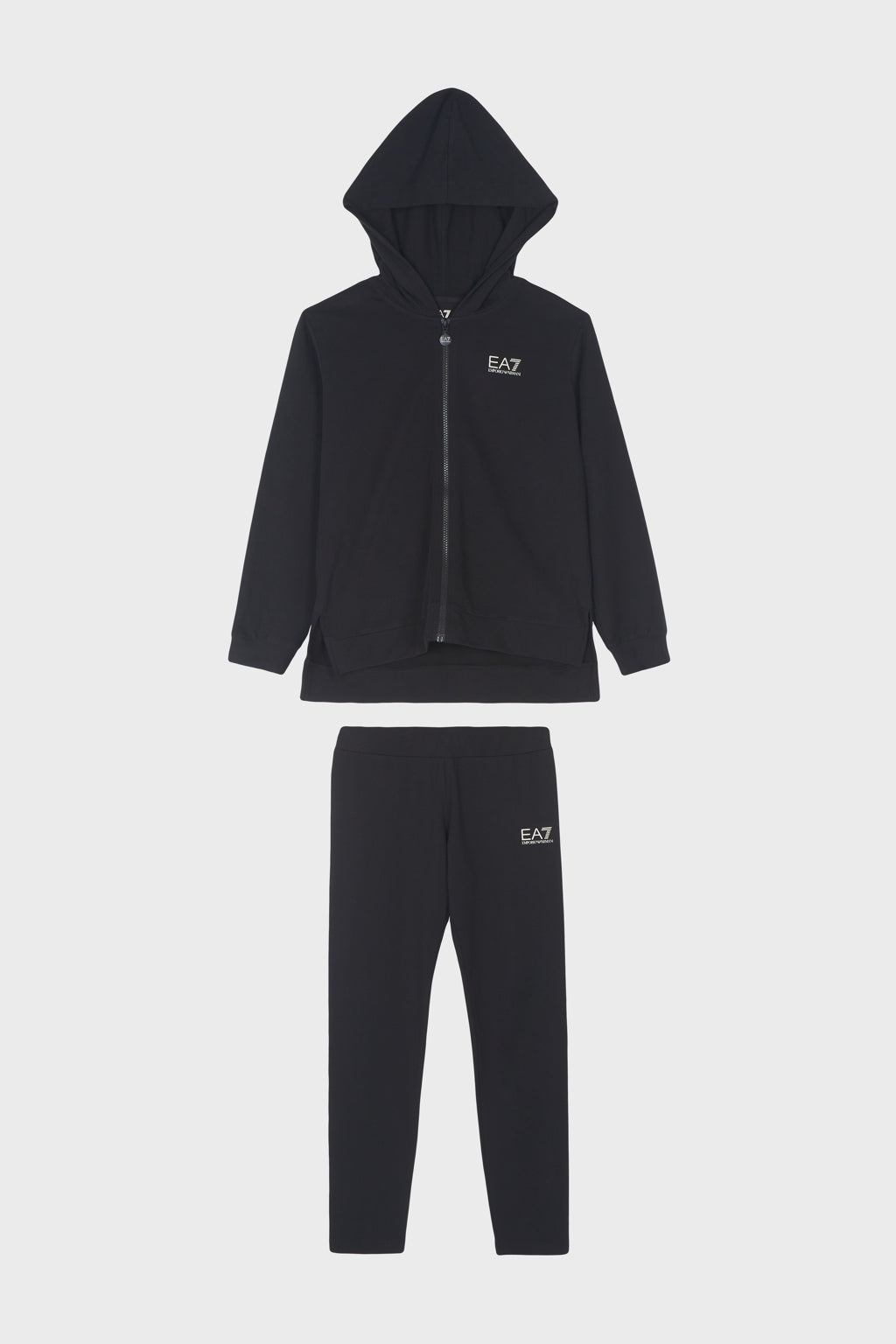 Girls Shiny Full Zip Hoody Tight Set