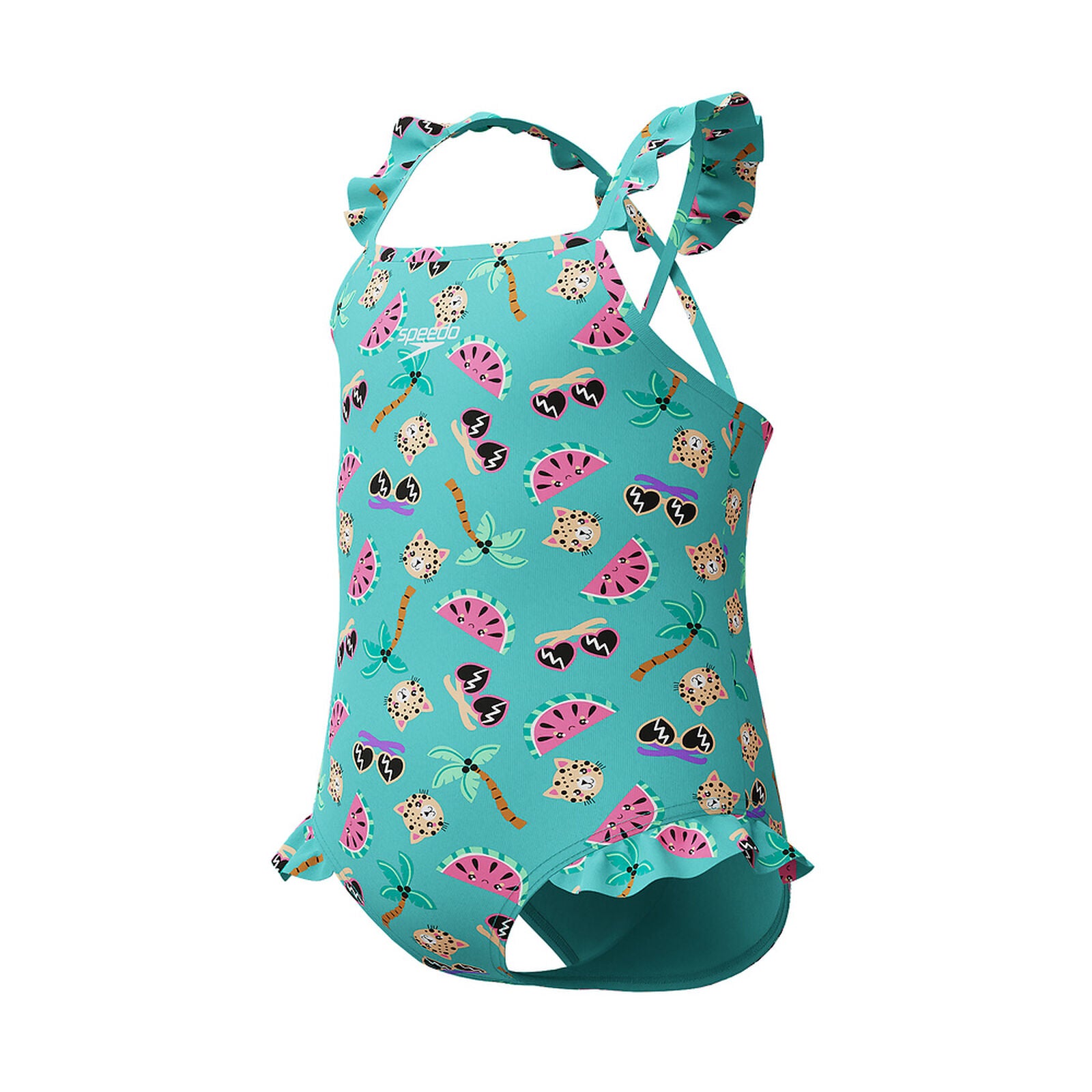 Girls Digital Frill Thinstrap Swimsuit