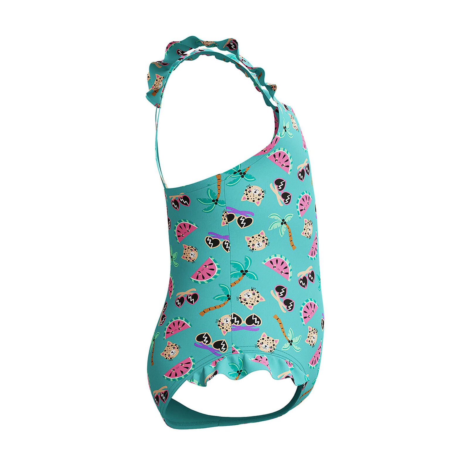 Girls Digital Frill Thinstrap Swimsuit