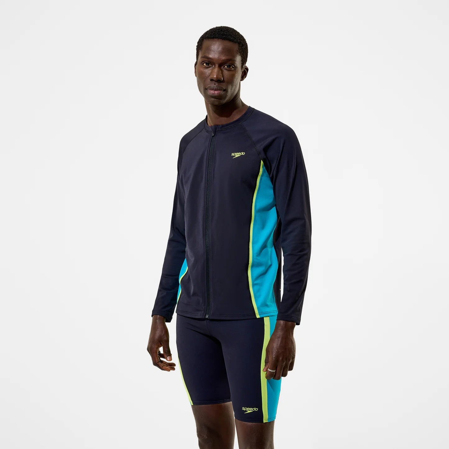 Mens Long Sleeve Hyperboom Splice Zip Rash Guard
