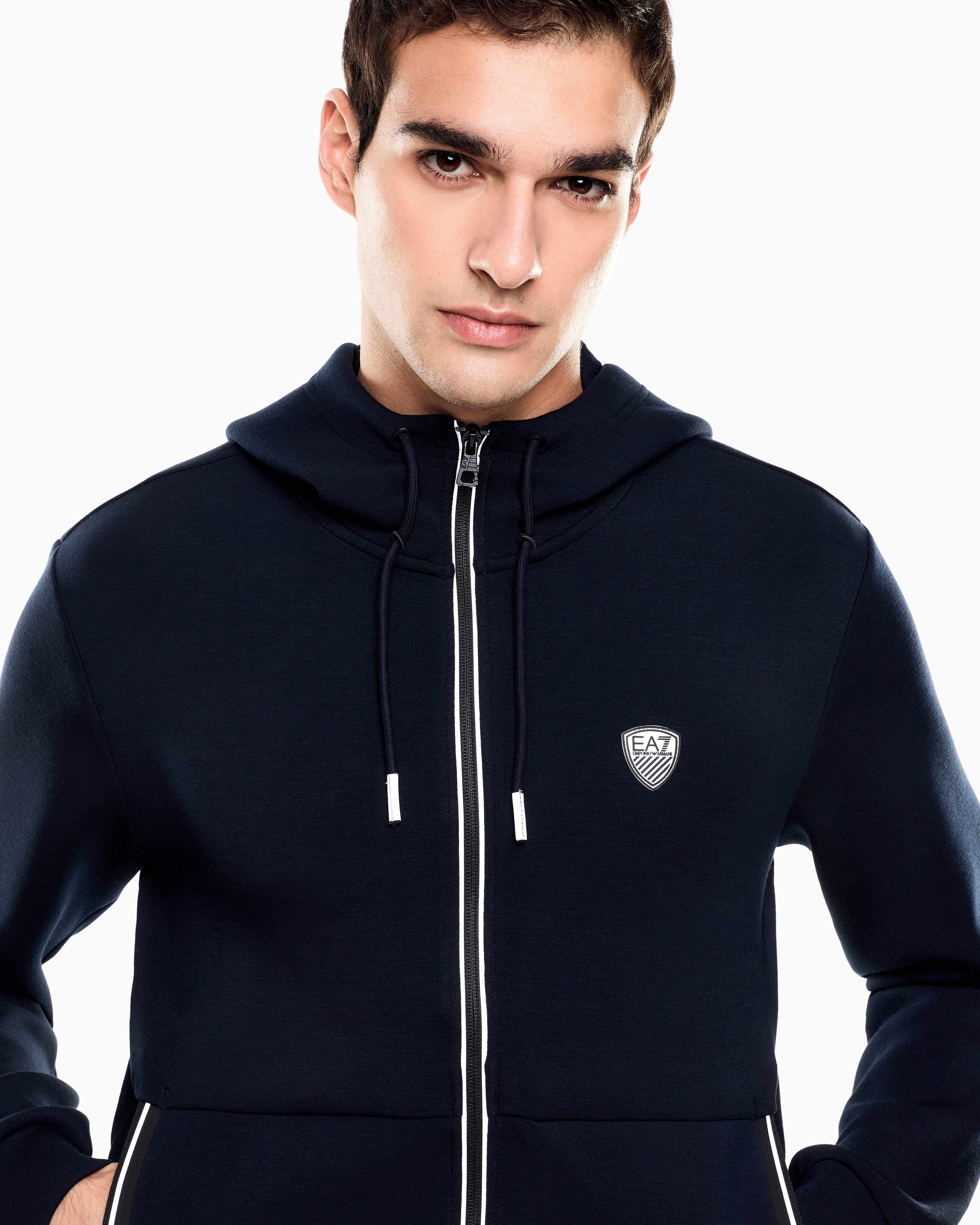 Mens Premium Shield Logo Full Zip Hooded Jacket