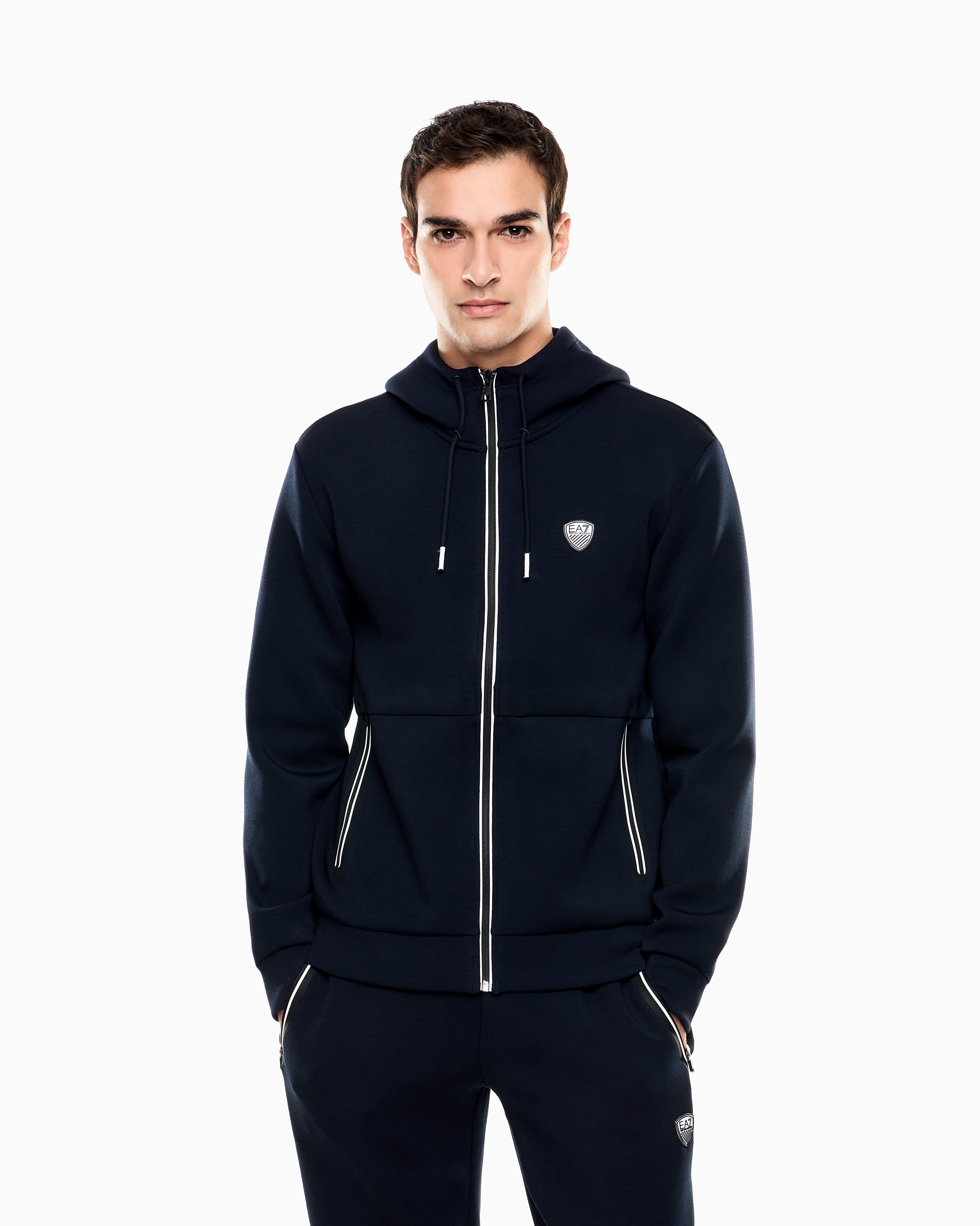 Mens Premium Shield Logo Full Zip Hooded Jacket