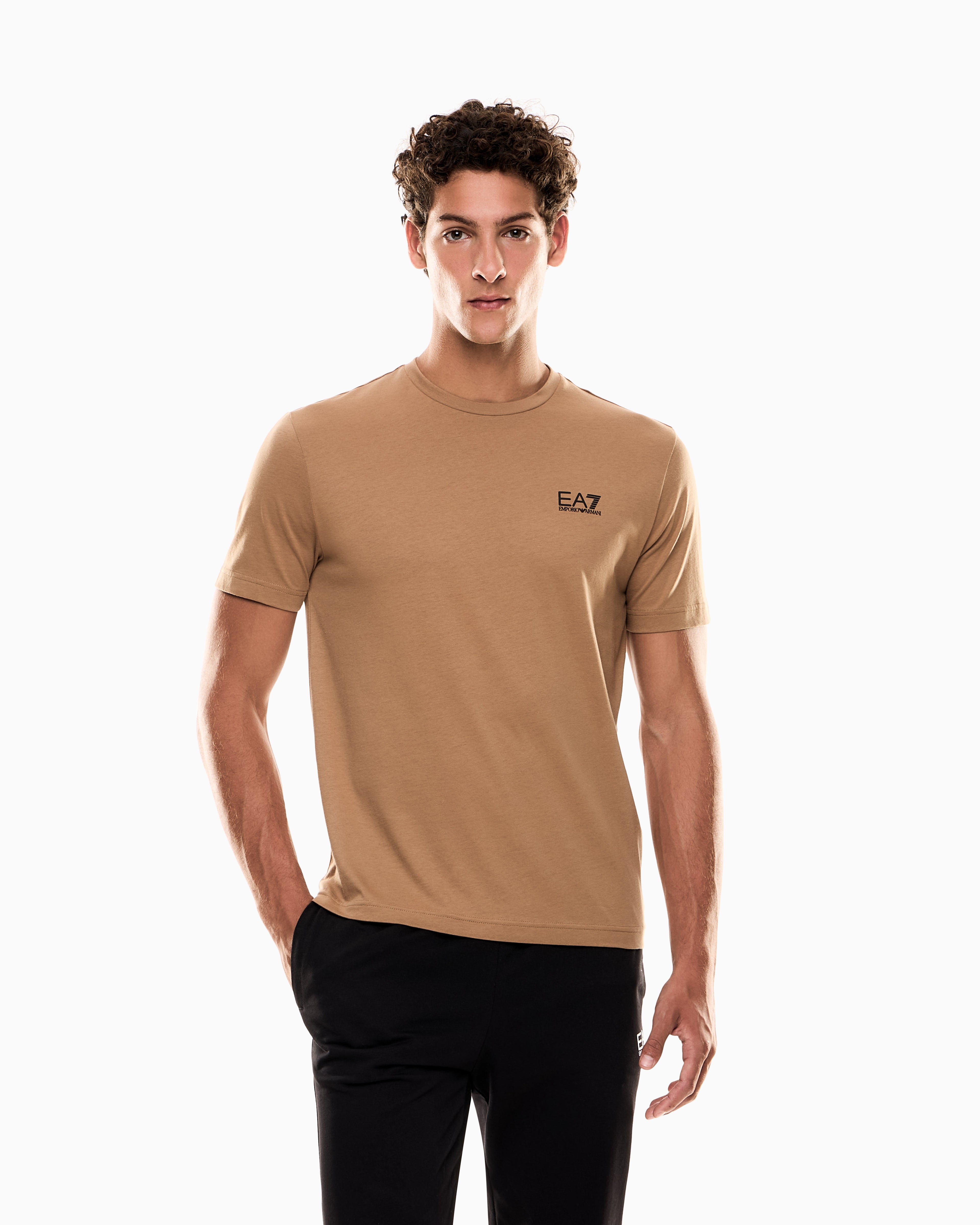 Mens Train Core Identity Small Gold Logo Short Sleeve