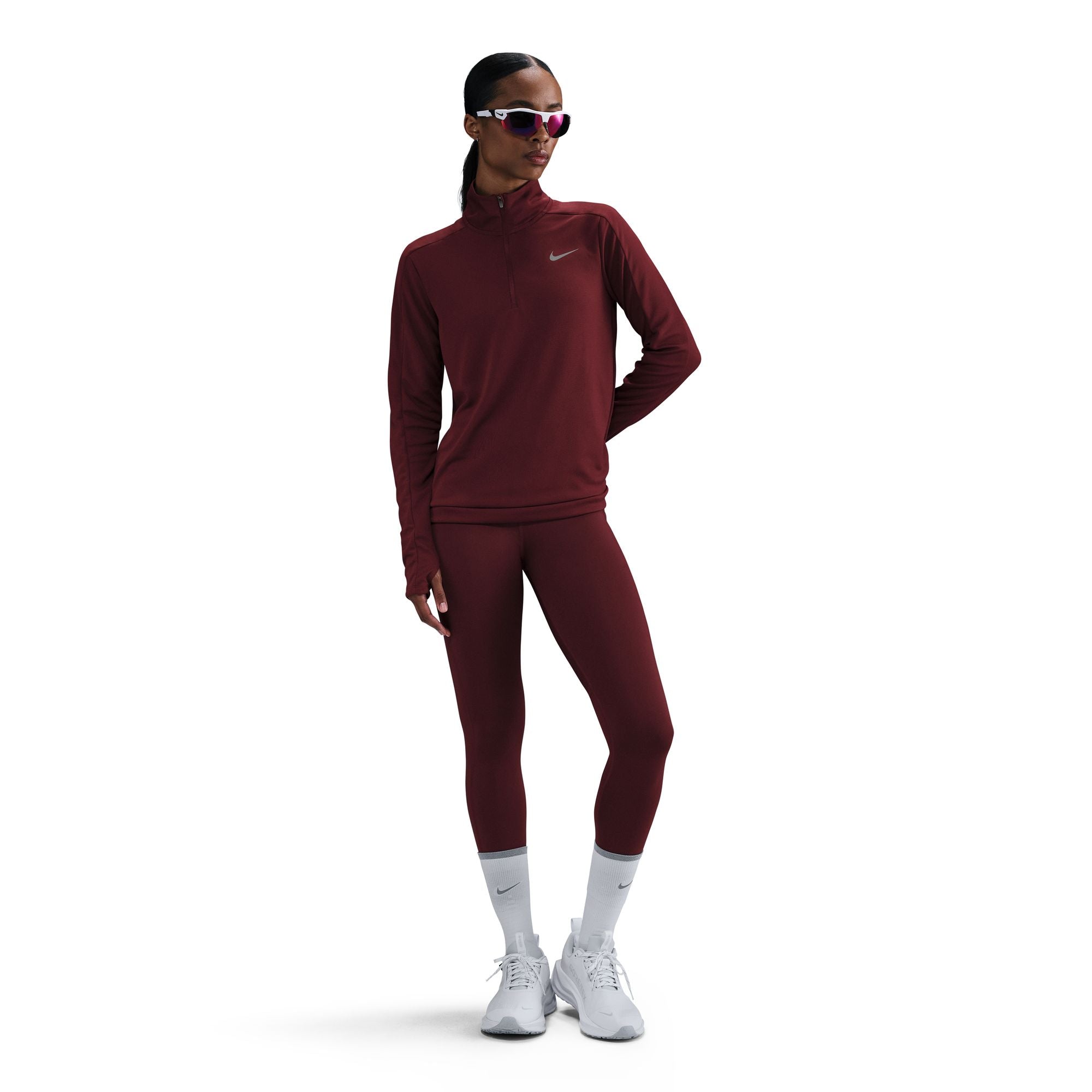 Womens Running Dri Fit Pacer Half Zip Long Sleeve T-Shirt