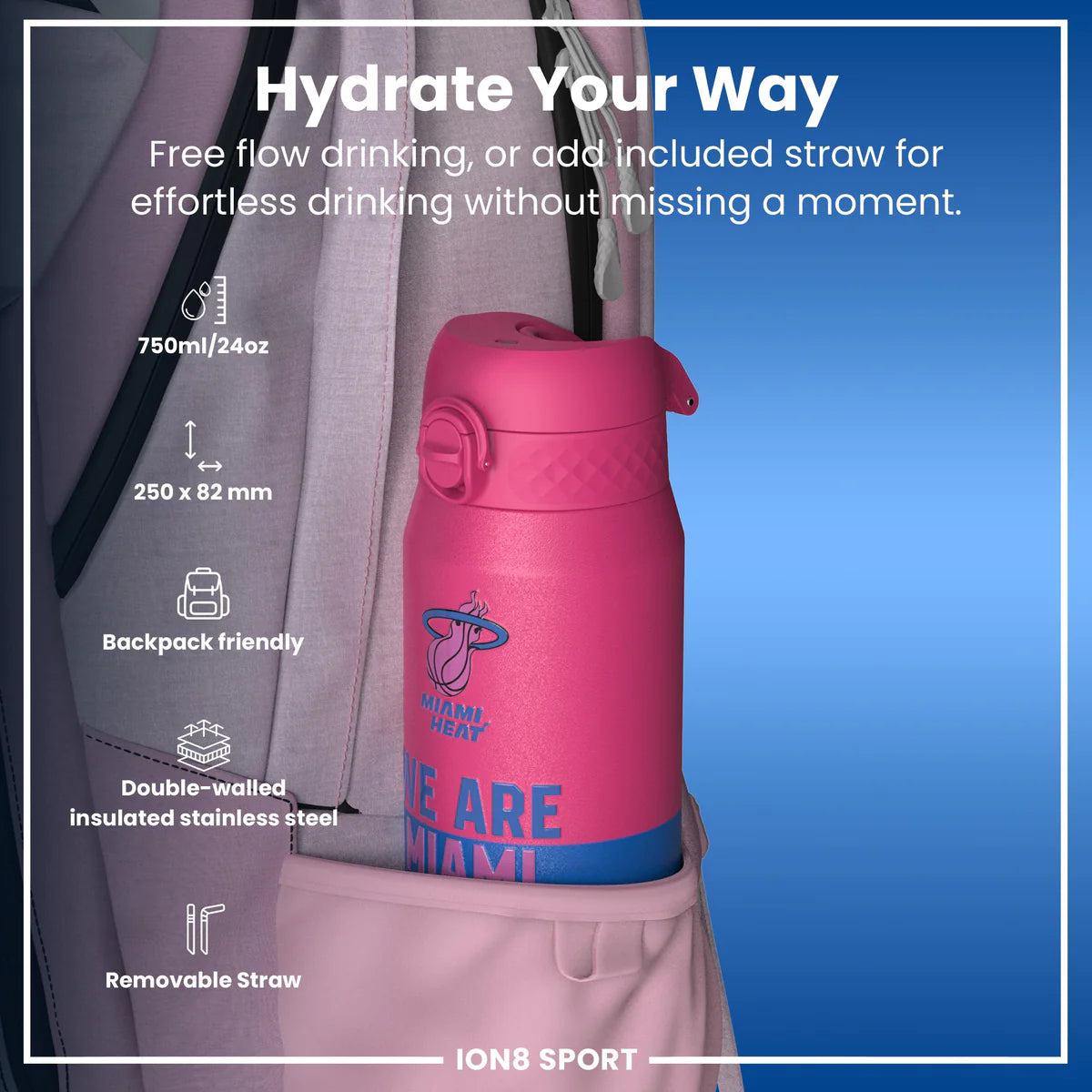 Miami Heat 50 Series 750ml Insulated Water Bottle
