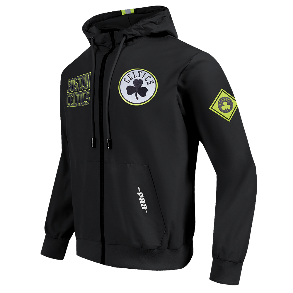 Mens Boston Celtics Hi-Vis FZ Fleece Hoodie