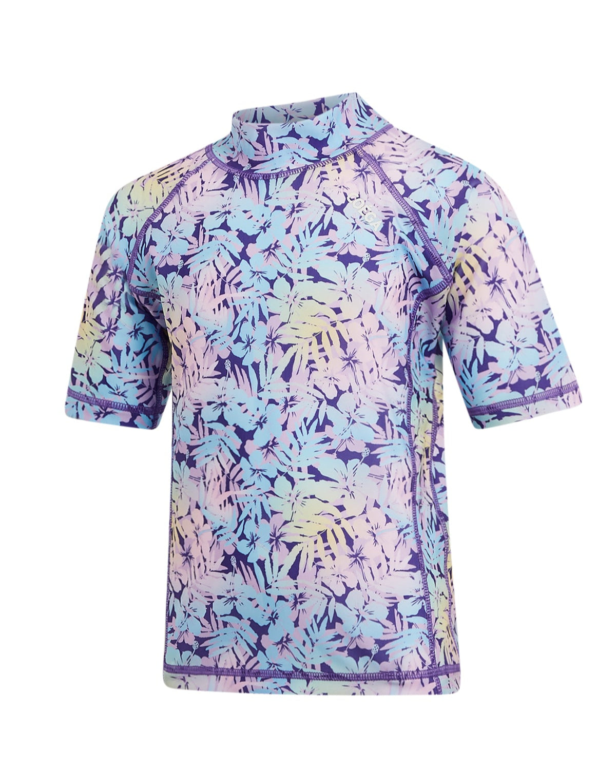 Girls Floral Rainbow Short Sleeve RashGuard