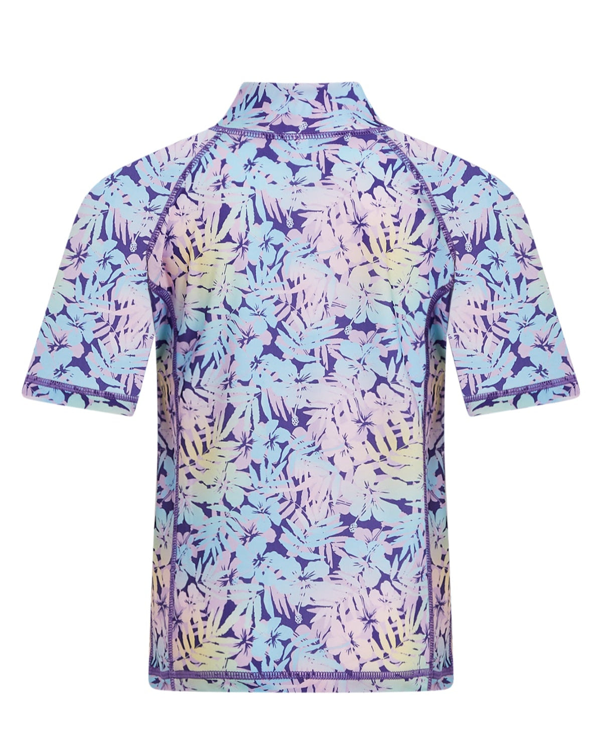 Girls Floral Rainbow Short Sleeve RashGuard