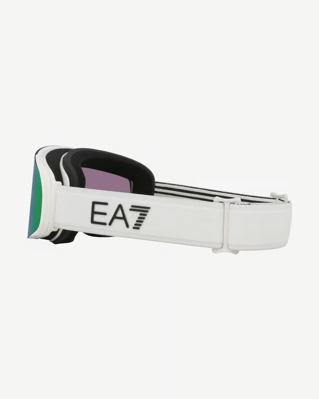 Shiny White Frame 2 Lens Green Mirror Orange Snow Goggle