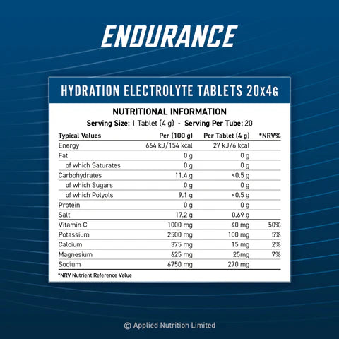 Endurance Hydro Tablets Orange Flavour 20 Effervescent