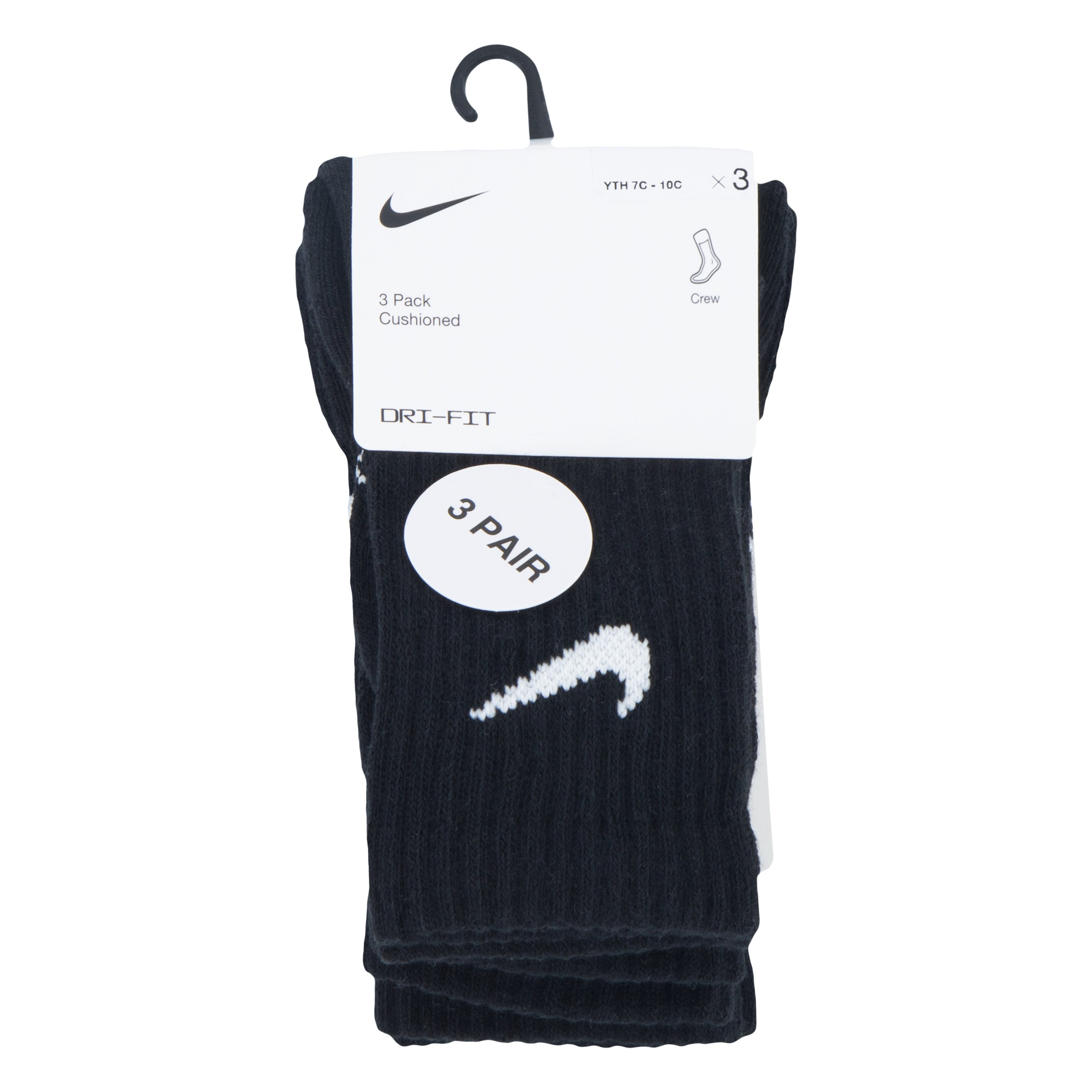 3 Pack Kids Dri-Fit Performance Basic Crew Socks