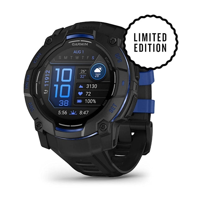 Instinct 3 Amoled Black Black Bolt Blue Silicone Band 50 MM
