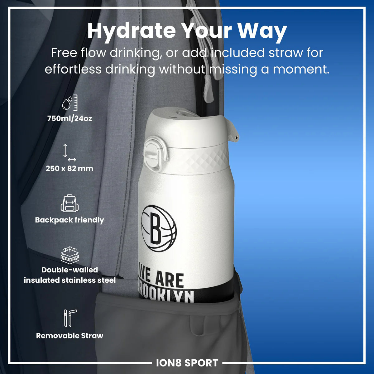 Brooklyn Nets 50 Series 750ml Insulated Water Bottle