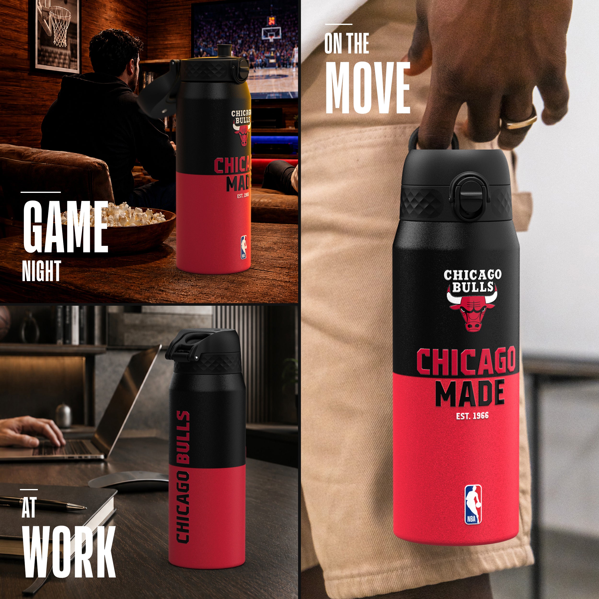 Chicago Bulls 50 Series 750ml Insulated Water Bottle
