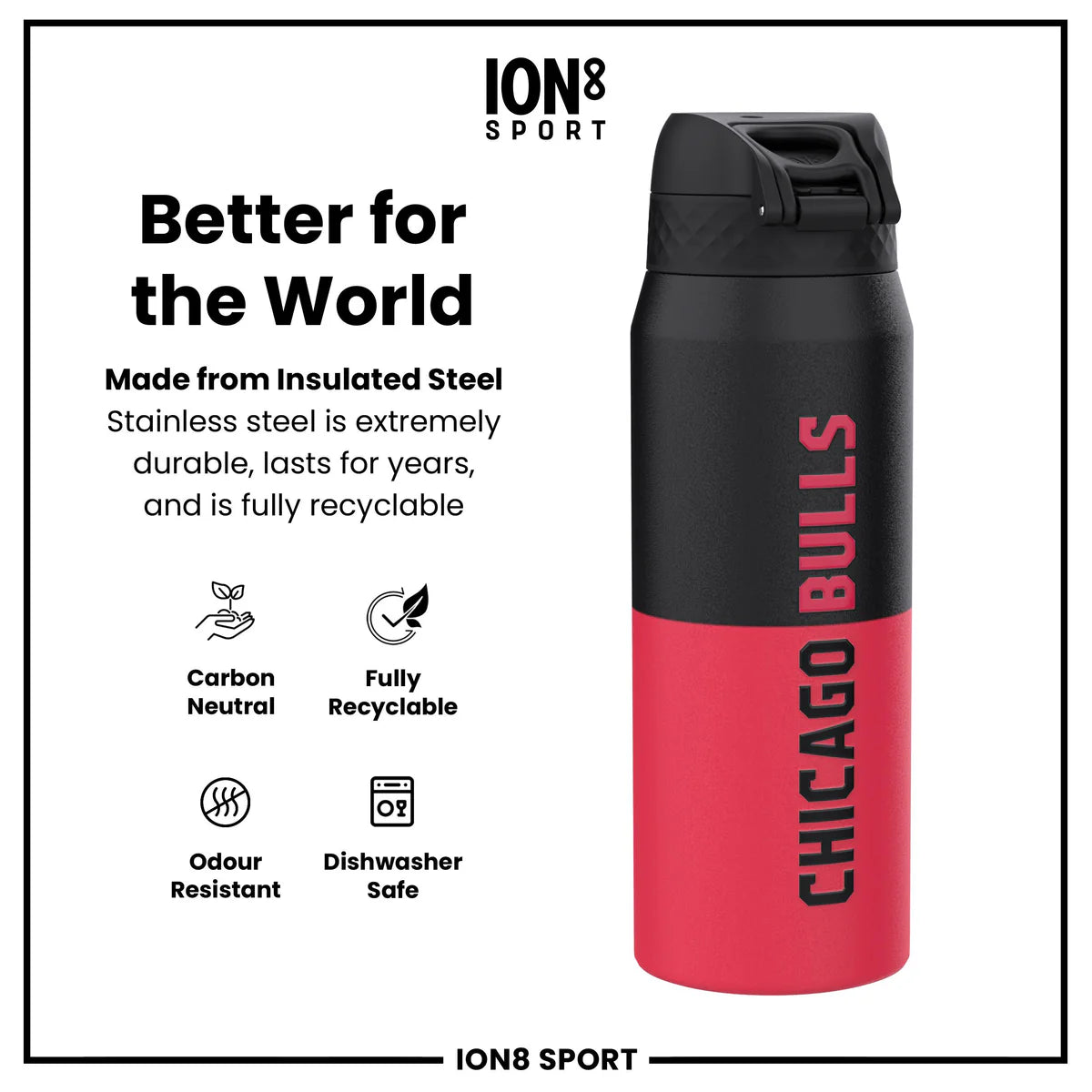 Chicago Bulls 50 Series 750ml Insulated Water Bottle