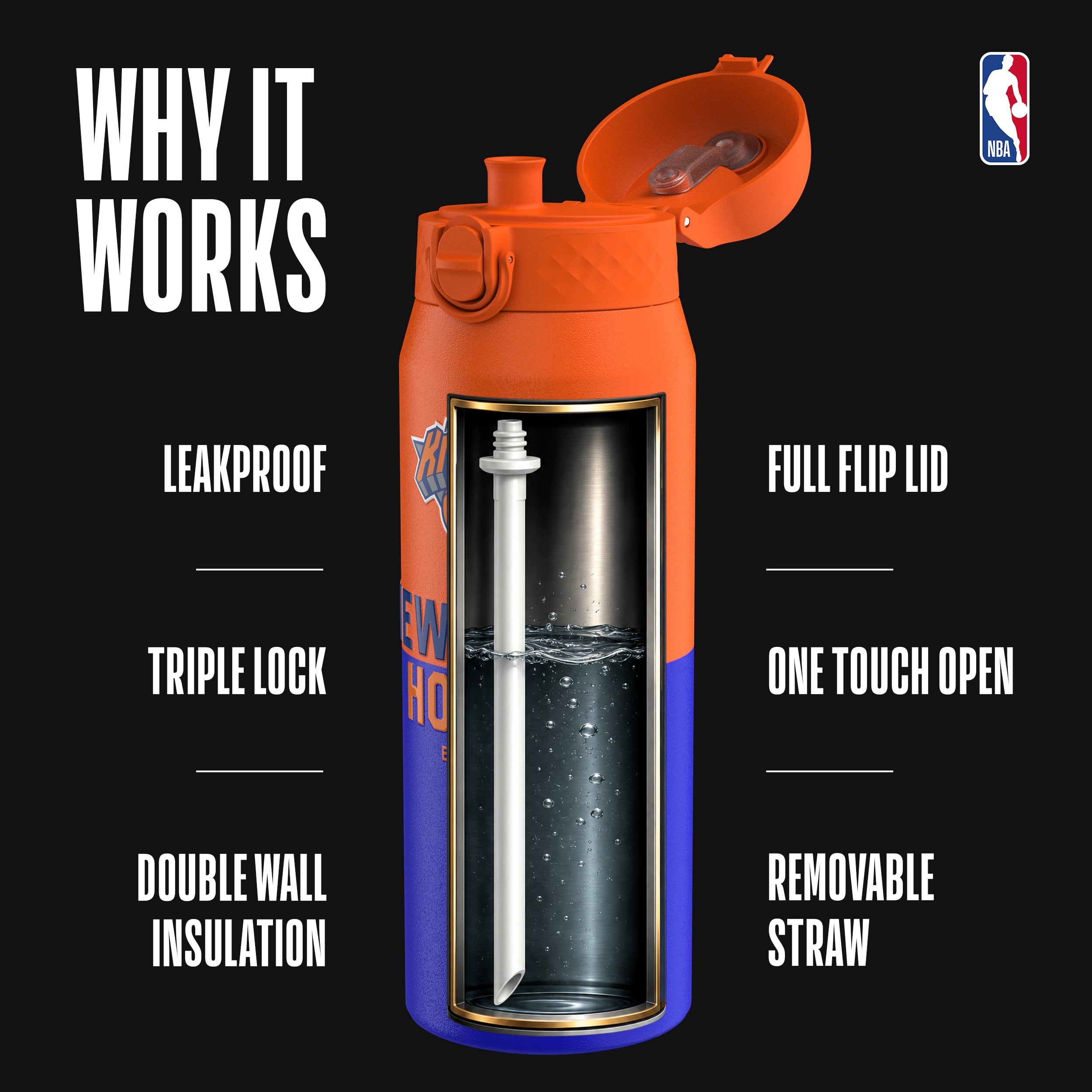New York Knicks 50 Series 750ml Insulated Water Bottle