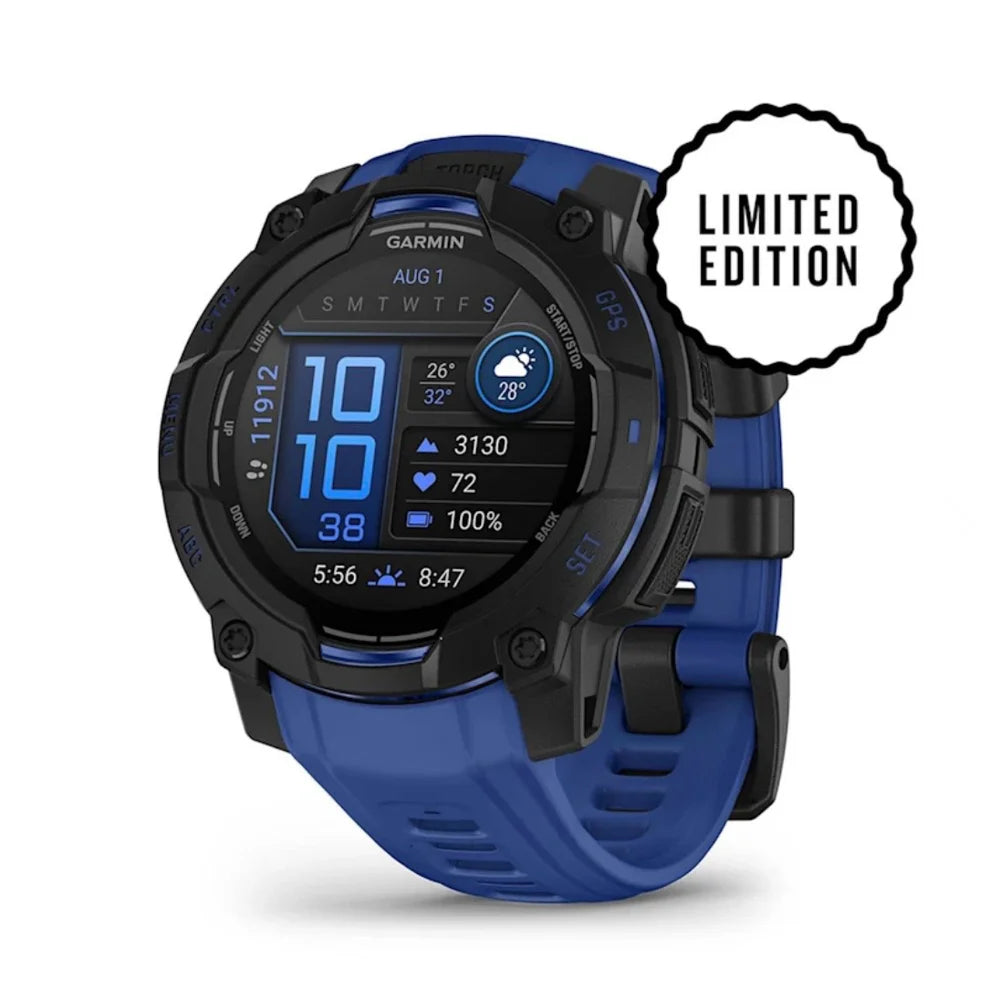 Instinct 3 Amoled Black Bolt Blue Black Silicone Band 45 MM