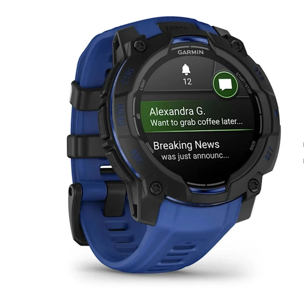 Instinct 3 Amoled Black Bolt Blue Black Silicone Band 45 MM