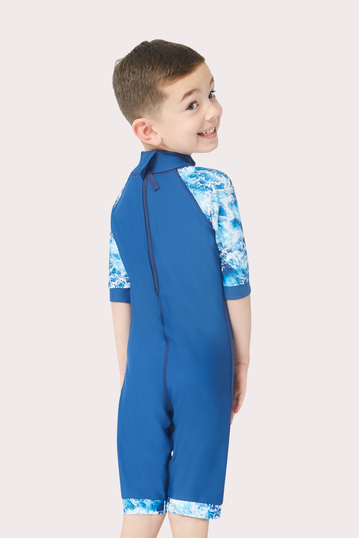 Boys Printed Waves Short sleeve Swim Suit Set