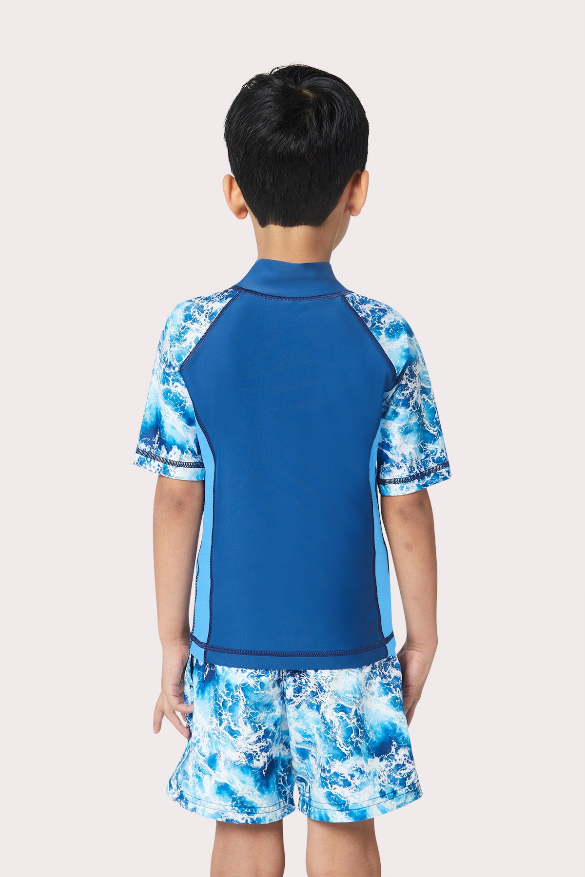 Boys Printed Waves Short Sleeve RashGuard