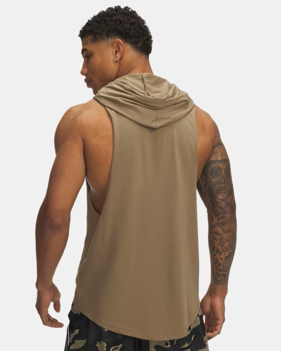 Mens Project Rock Wire Sleeveless Pullover Hoodie