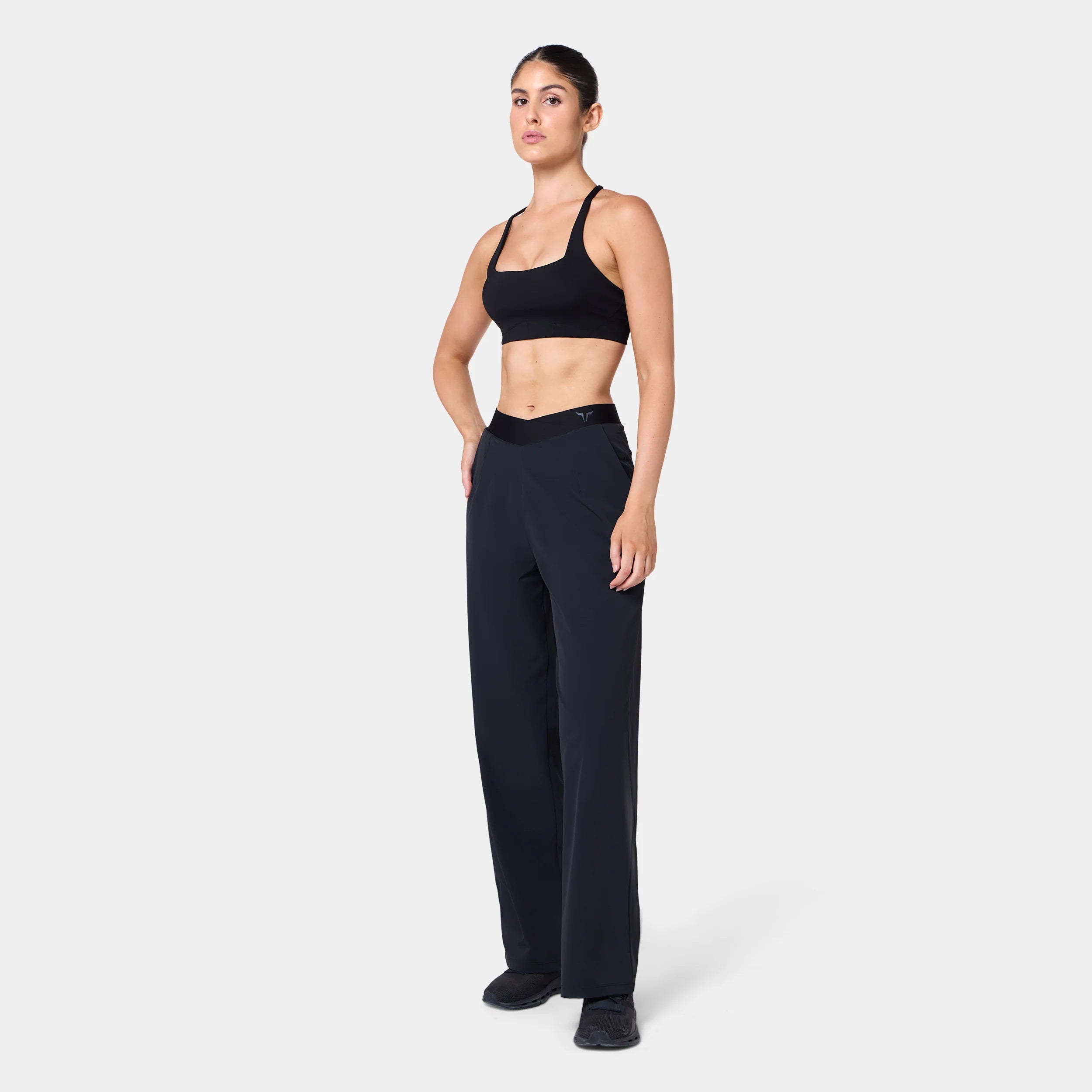Womens Wrap Waist Wide Leg Pant