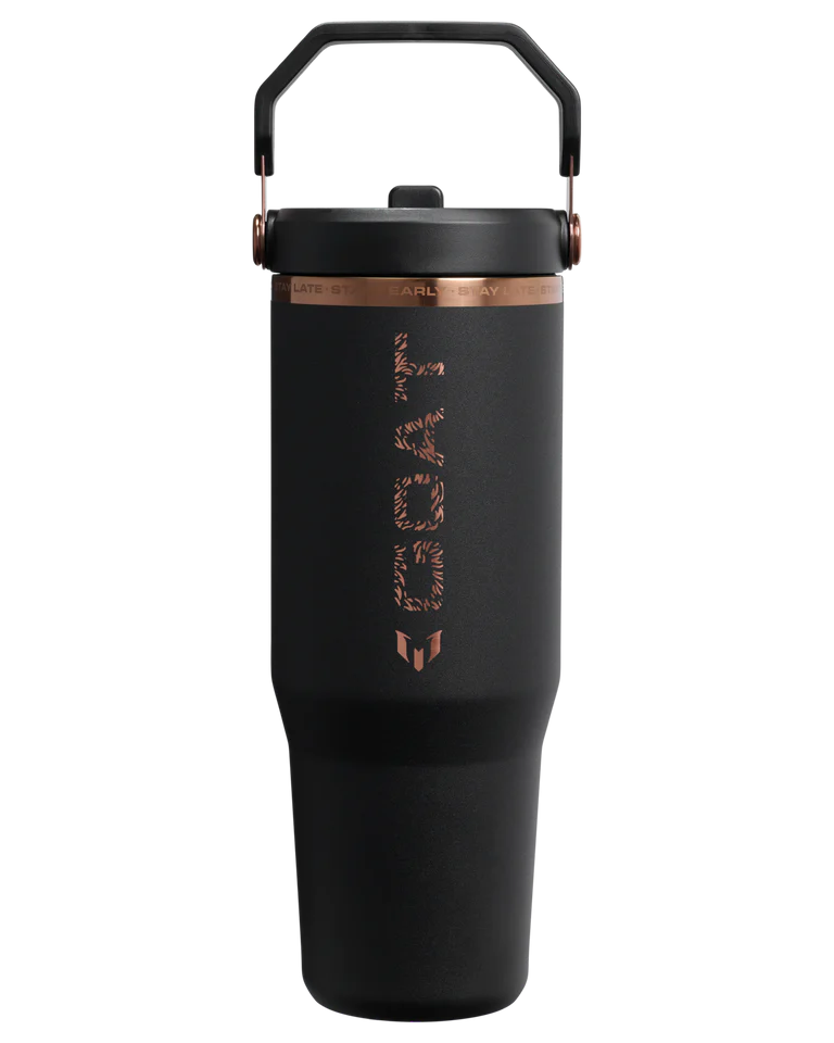 Messi x Iceflow Go Flip Straw Goat Black 30 Ounce Bottle