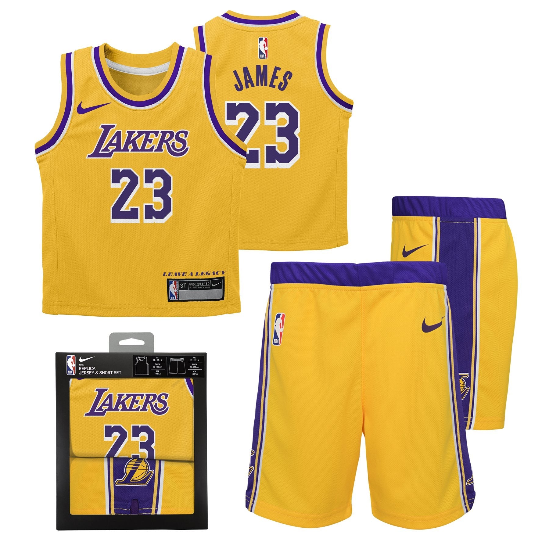 Kids Los Angeles Lakers Lebron James Icon Replica Jersey Set