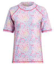 Girls Floral Rainbow Short Sleeve RashGuard