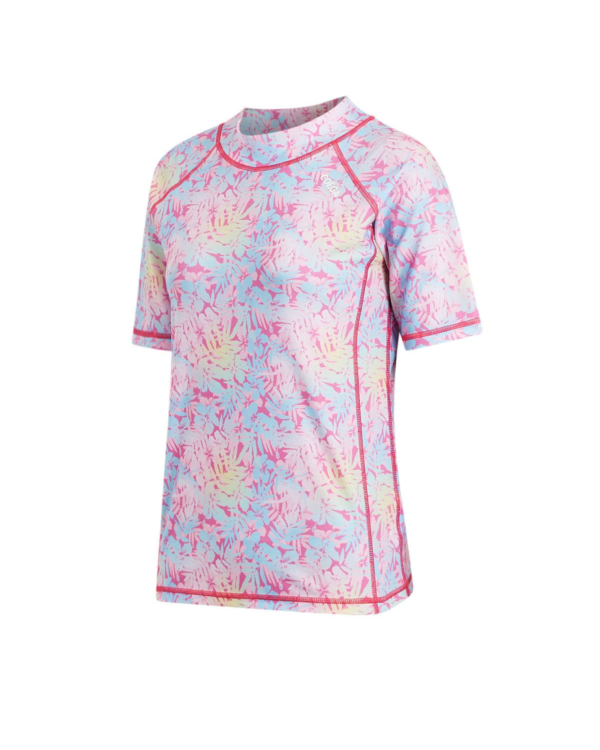 Girls Floral Rainbow Short Sleeve RashGuard