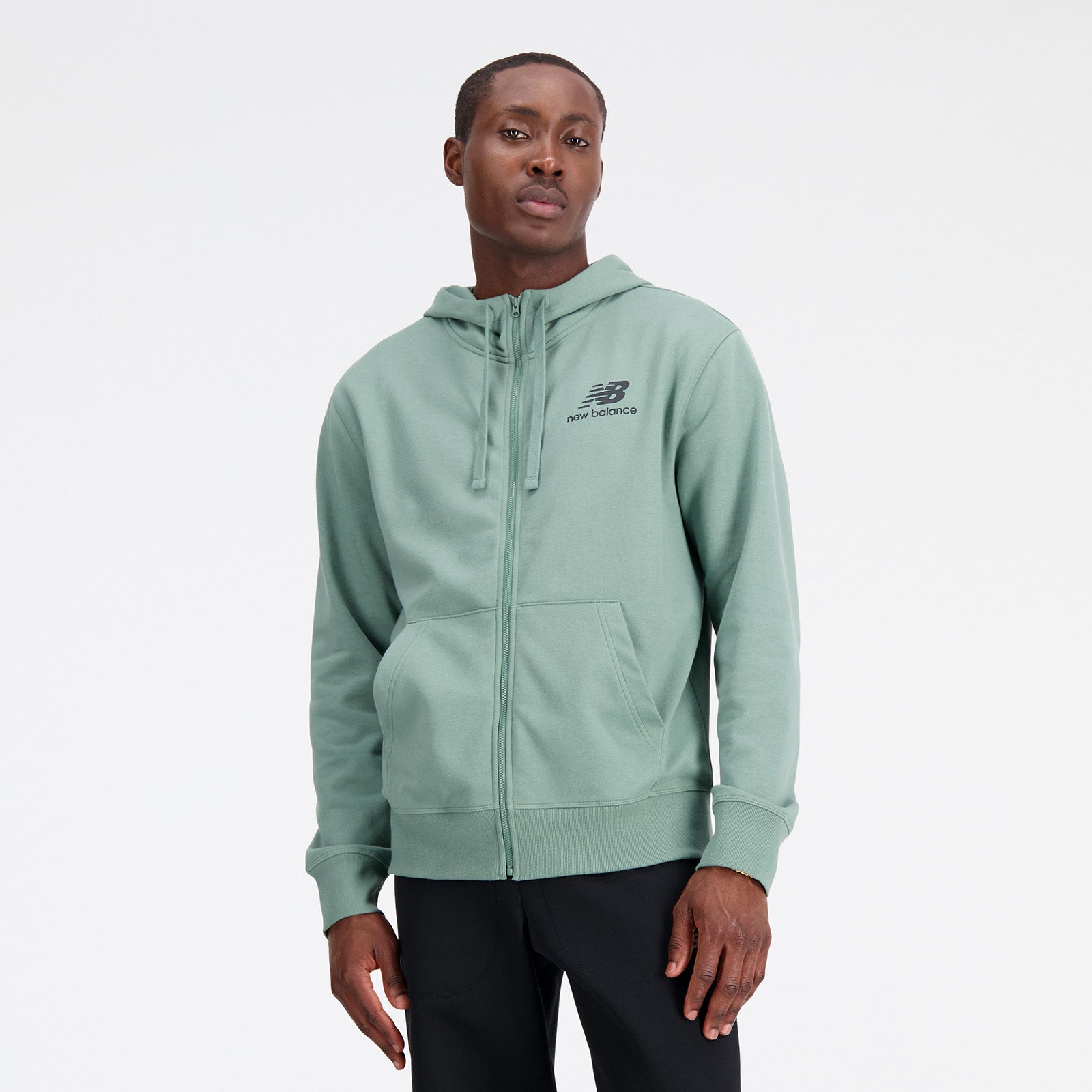 Mens Essentials Stacked Logo Full Zip Jacket