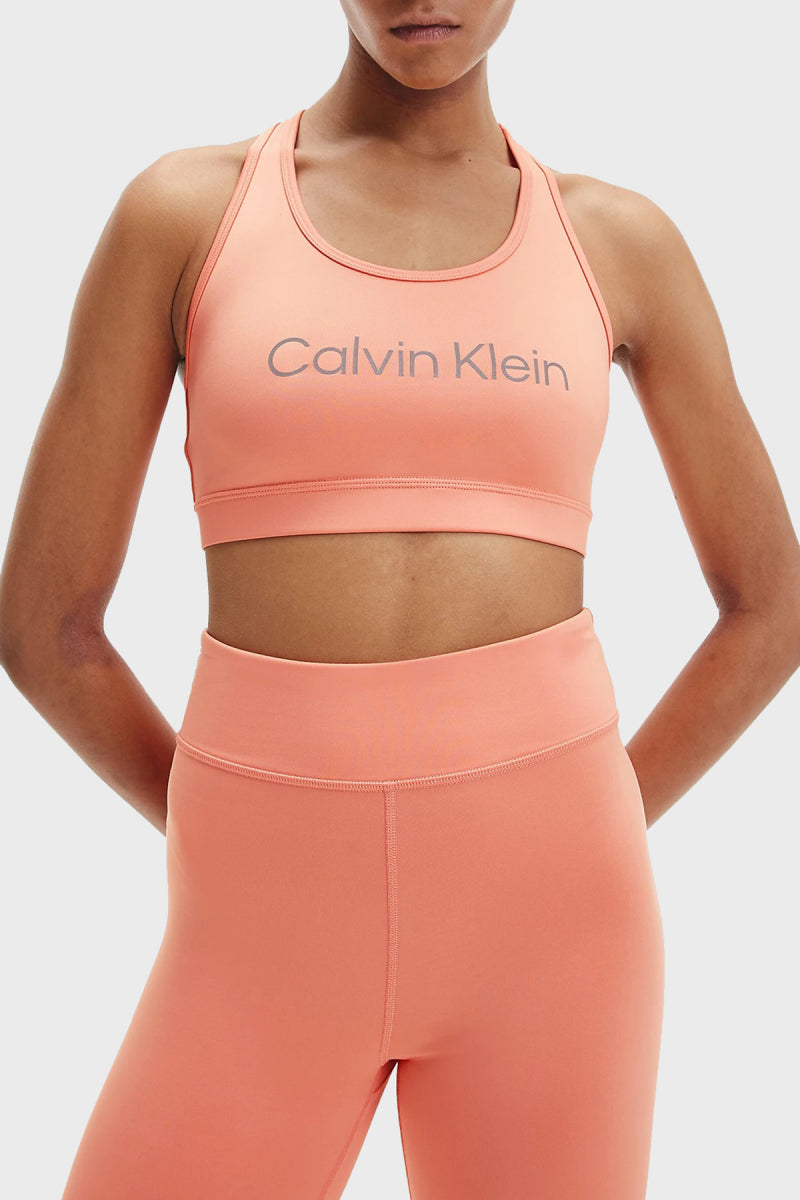 Womens Word Logo Racerback Medium Impact Sports Bra