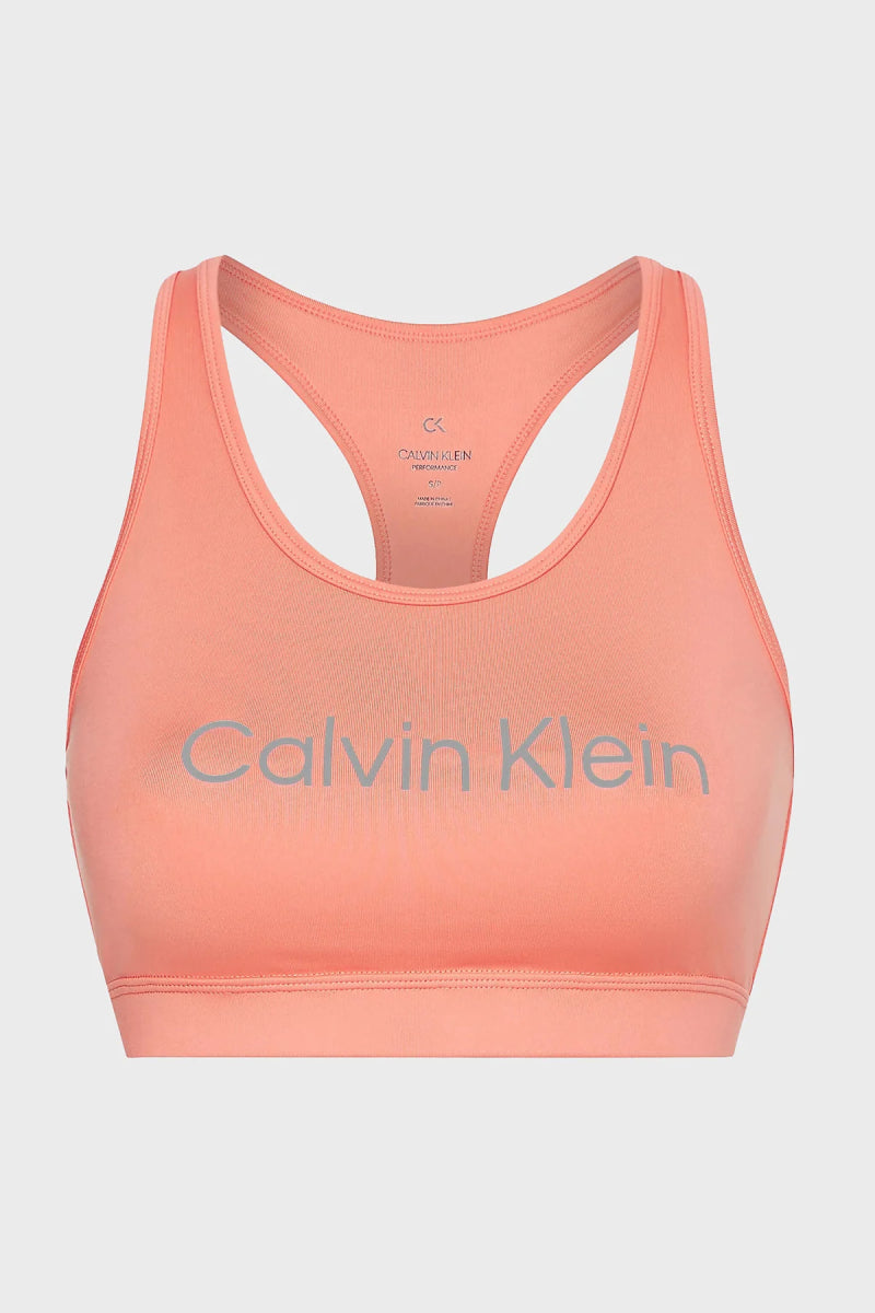 Womens Word Logo Racerback Medium Impact Sports Bra