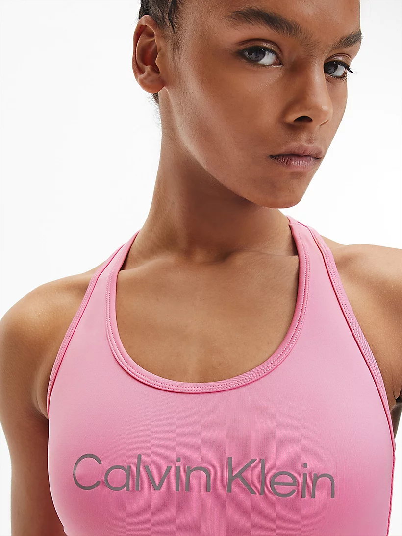 Womens Word Logo Racerback Medium Impact Sports Bra