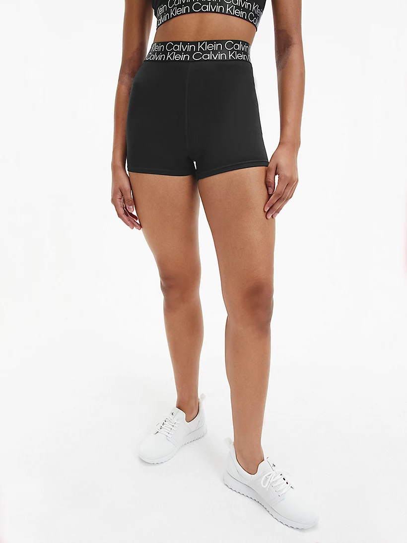 Womens High Rise Branded Waistband Fitted 2.5" Shorts