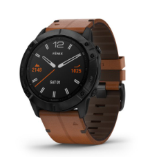 Fenix 6X Sapphire Black with Brown Leather Band
