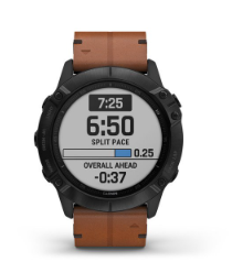 Fenix 6X Sapphire Black with Brown Leather Band